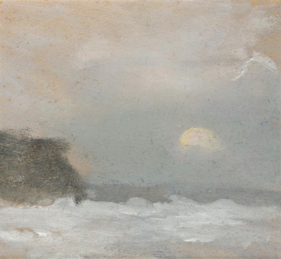 Moonrise, Beaumaris, painting by Clarice Beckett (public domain)